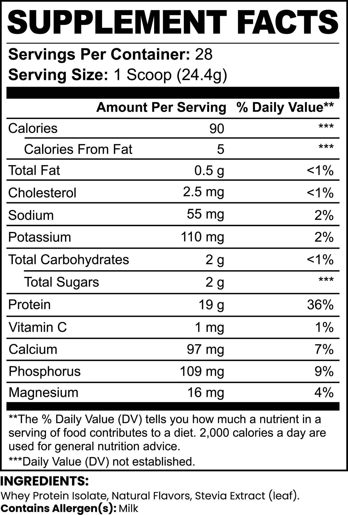 Purified 100% Whey Protein Isolate (Vanilla)